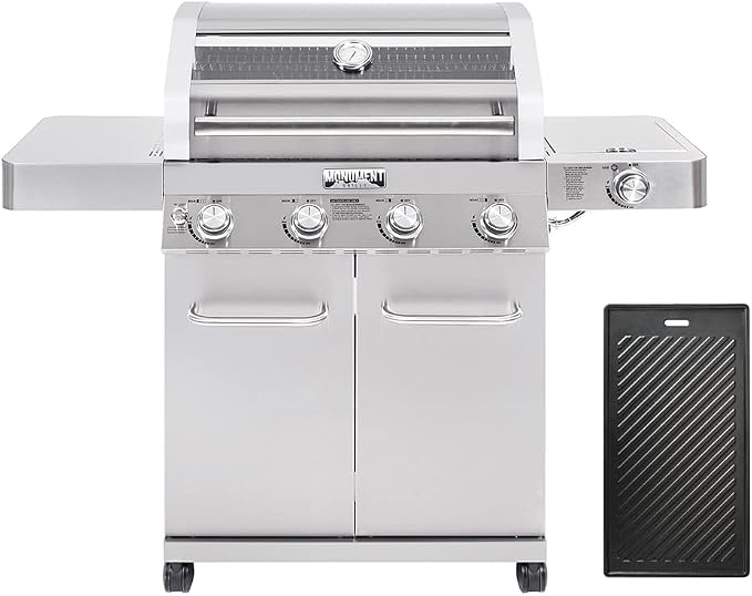 Monument Grills Larger Convertible 4-Burner Natural Gas Grill Stainless Steel by MonumentGrills