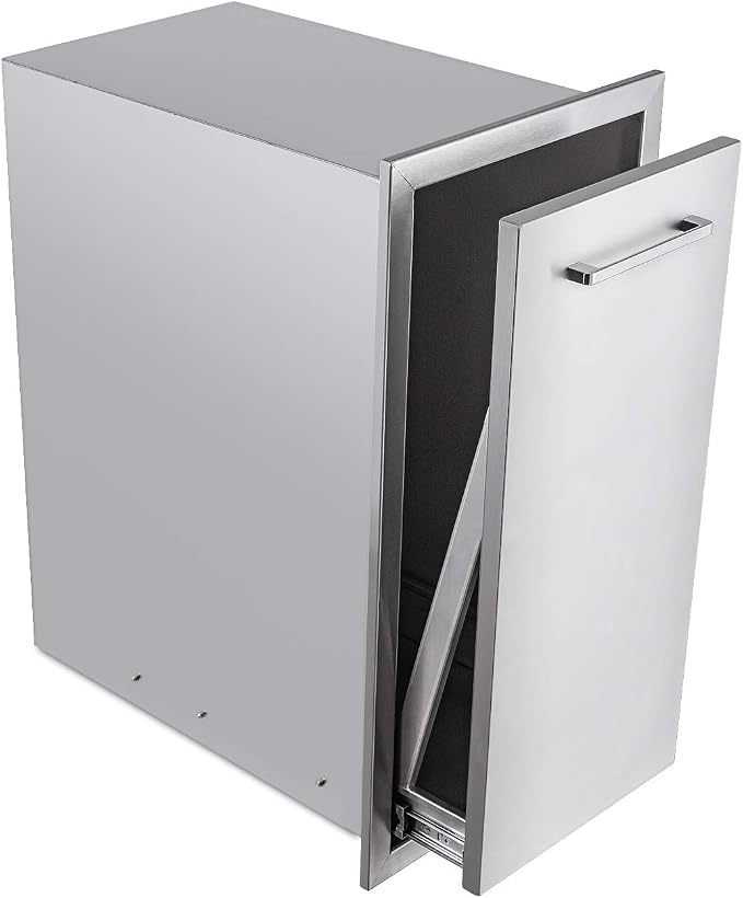 TIANAI 14" Single Pull-Out Trash Drawer Stainless Steel Outdoor Kitchen Trash by TIANAI