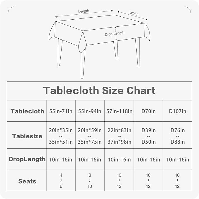 BALCONY & FALCON Rectangle Tablecloth Washable Wrinkle Resistant and Water - Image 6