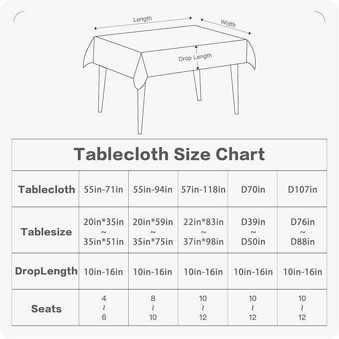 BALCONY & FALCON Rectangle Tablecloth Washable Wrinkle Resistant and Water - Image 6