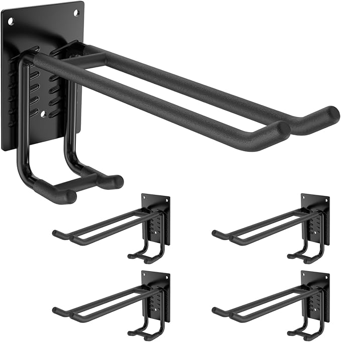 4 Pack Garage Hooks Heavy Duty 10 INCH Double-Layer Steel Shed Wall Mount by Tanzfrosch
