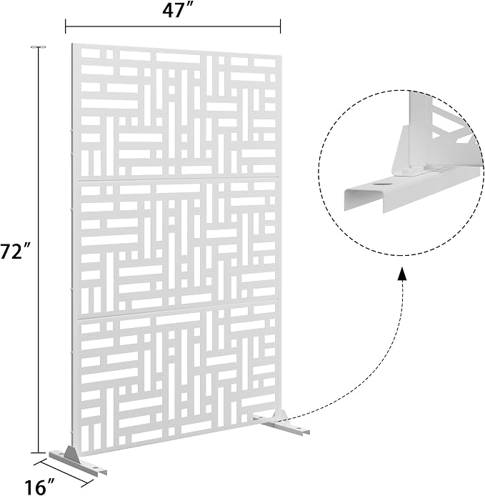 Metal Privacy Screen Outdoor 72" H×47" W, Freestanding Decorative Privacy Screen - Image 4
