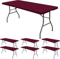 6 Pack Stretch Fabric Table Top Cap Cover, fits 6' Tables, Spandex Table Covers by REWOMC
