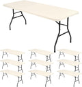 10 Pack Fitted Tablecloth for 6 Foot Rectangle Tables, Ivory Elastic Outdoor by REWOMC