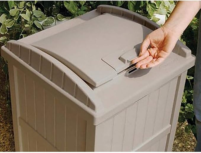 Suncast 2 Pack 33 Gallon Durable Plastic Hideaway Outdoor Garbage Can - Image 7
