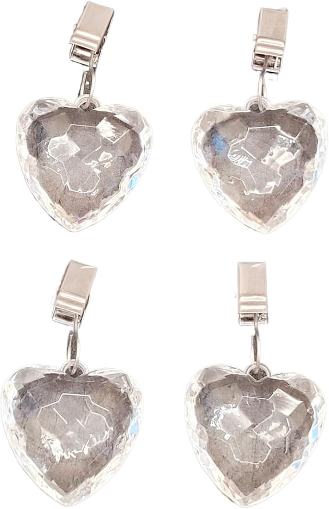 TwoFish Home Set of 4 Crystal Heart Tablecloth Clamps Crystal Heart Handicraft - Image 5