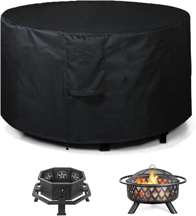 SheeChung Fire Pit Cover Round 36”D X 20”H, Heavy Duty 600D Polyester Outdoor by SheeChung