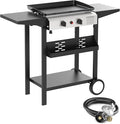 2 Burner BBQ Gas Griddle, 17.3 Inch Stainless Steel Portable Detachable Propane by ADREAK