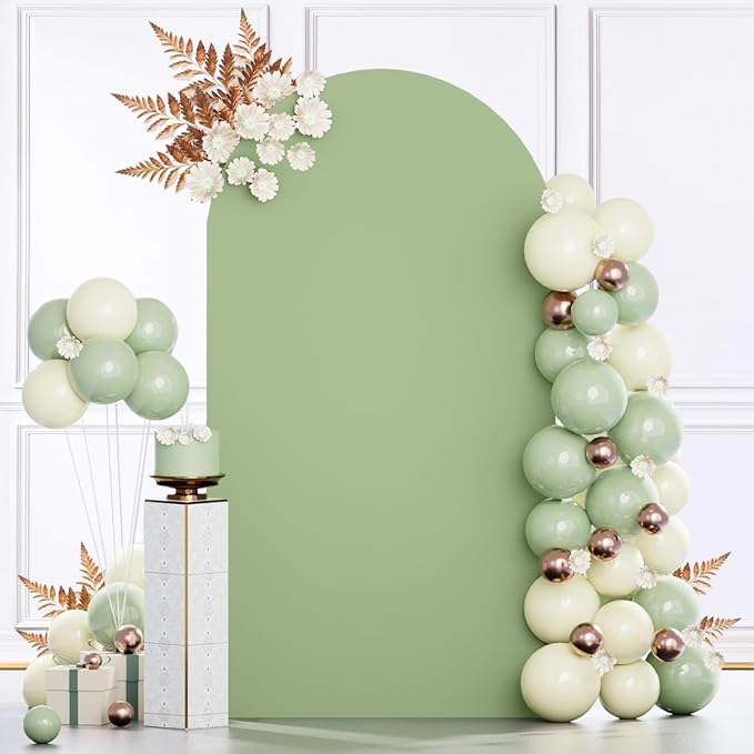MODFUNS Set of 3 Arch Cover Sage Green Spandex Arch Cover Fitted Wedding Arch - Image 4