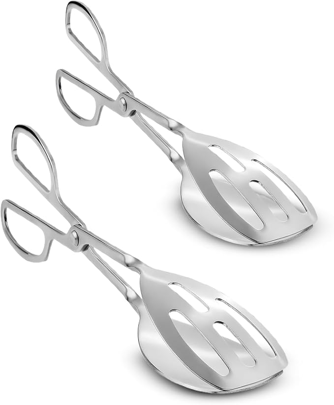 Stainless Steel Scissor Salad Tongs, 10-Inch Silver, 2-Pack