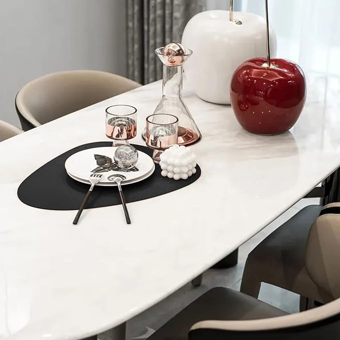 Herda Black Placemats Set of 6 for Dining Table Mats, Faux Leather Place Mats - Image 9