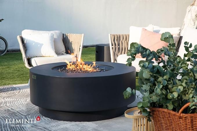 Elementi+ | Bundle Nimes Gas Fire Pit Cast Concrete 40" Dia. Round Fire Table - Image 5