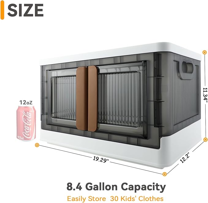 Storage Bin, Cabinet with Lids, 8.4 Gallon Capacity, With Double Door and Lock - Image 2
