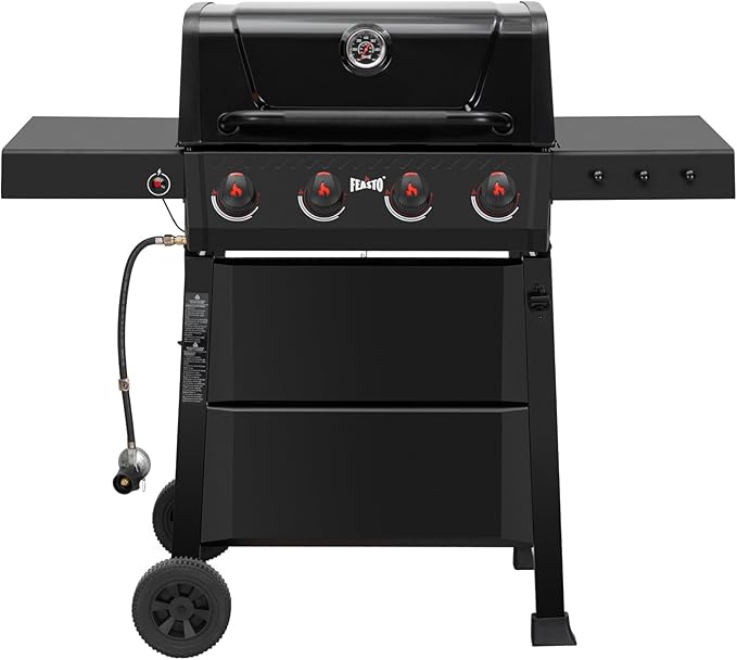 4-Burner Gas BBQ Grill with Side Table, 000 BTU Outdoor Propane Grill with by Idealforcook