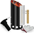 Charcoal Chimney Starter with Doubel Air Volume BBQ Fan and Insulation Gloves by Joyagrill