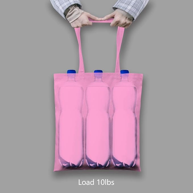 TOPDesign 12-Pack Economical 16"x15" Baby Pink Cotton Tote Bag, Lightweight - Image 6