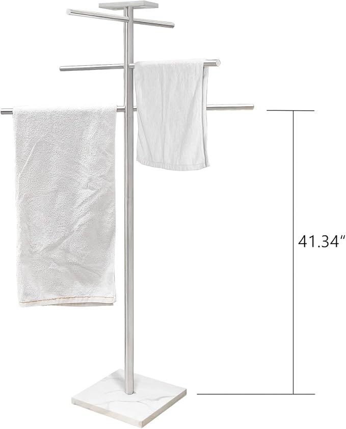 Marble Base Hot Tub Towel Rack for Spa, 304 Stainless Steel 6 Arms Standing - Image 6