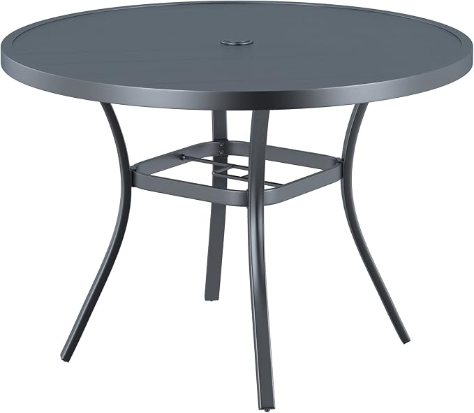 VICLLAX Round Patio Dining Table, 41 inch Metal Outdoor Dining Table by HOME