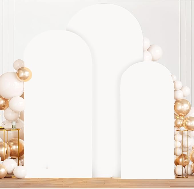 MODFUNS White Arch Cover Set of 3 Fitted Wedding Arch Covers 4ft 5ft 6ft Arched by MODFUNS