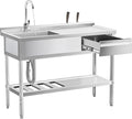 WOEDEN 47" 304 Stainless Steel Utility Sink, Free-Standing Commercial Sink by Unknown