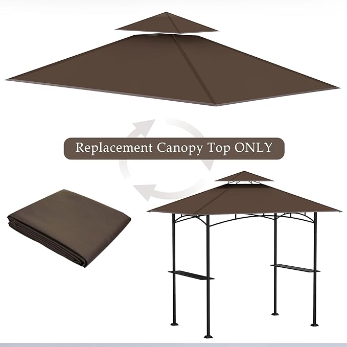 Canopy Replacement Top for BBQ Gazebo, Polyester, Waterproof, Brown