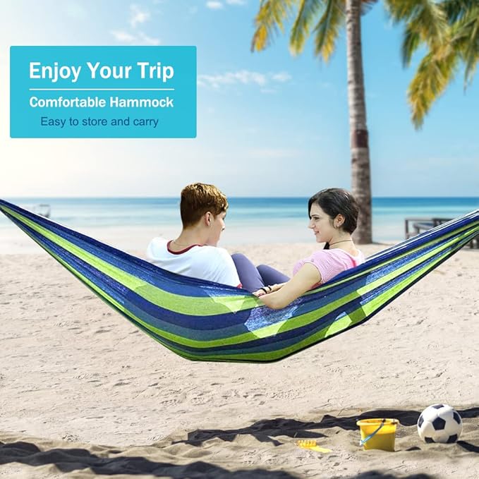 Hammock for Camping: 320G Canvas, 550 lb Capacity, Blue Green