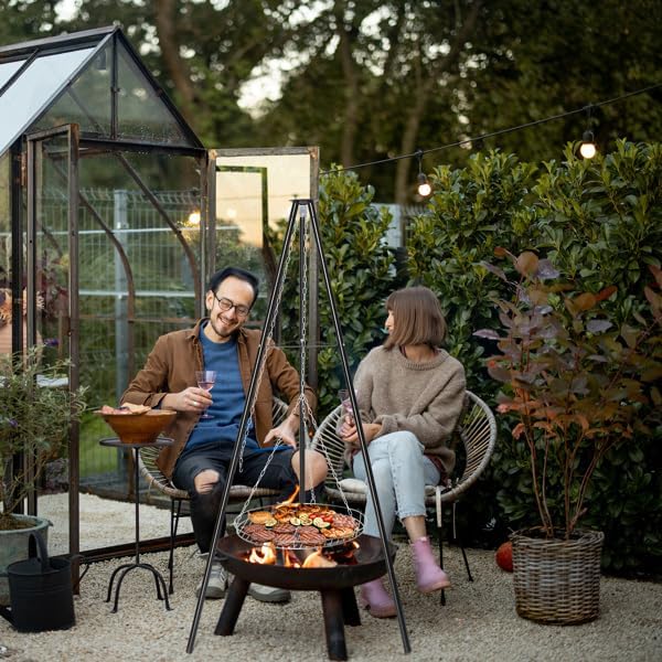 Campfire Tripod Grill, Adjustable Height BBQ Grill Grate - Image 4