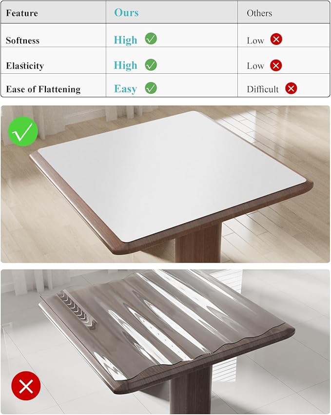 Pure White Plastic Table Cover Protector, 1.5mm Thick Rectangle Vinyl Table Top - Image 2