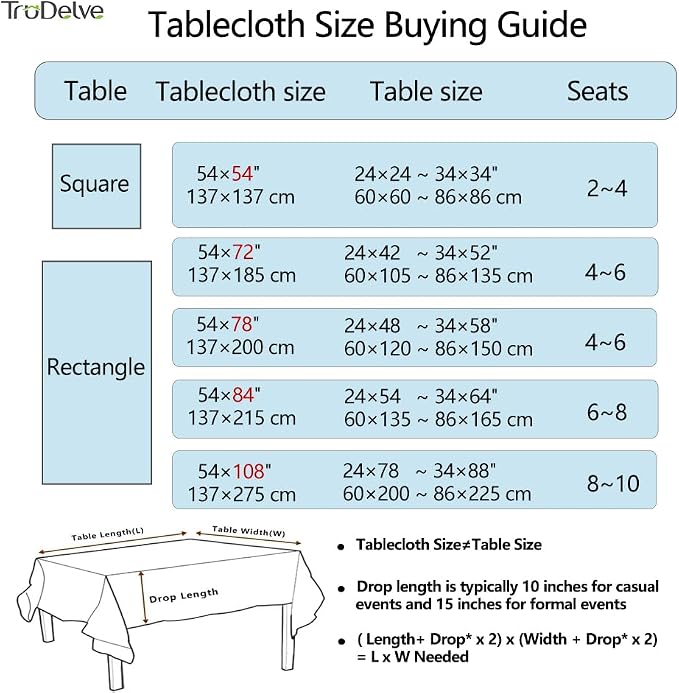 TruDelve Heavy Duty Vinyl Tablecloths Plastic Table Cloths Outdoor Waterproof - Image 7