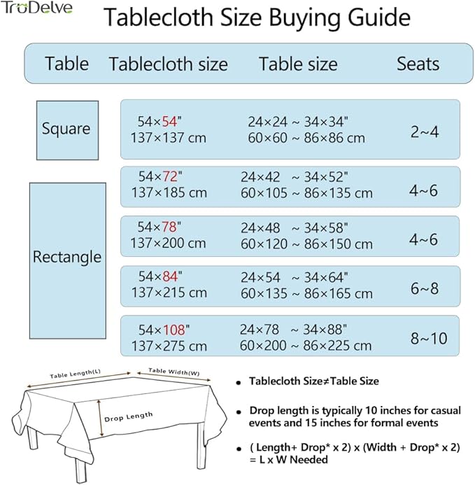 TruDelve Heavy Duty Plastic Table Cloths Square Vinyl Tablecloths Waterproof - Image 7