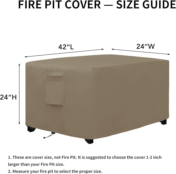 Easy-Going Outdoor Fire Pit Cover Rectangle 42L x24W x24 H, Durable Outdoor Gas - Image 2
