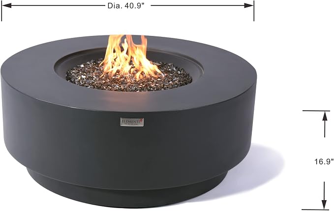 Elementi+ | Nimes Gas Fire Pit Cast Concrete 40" Dia. Round Fire Table - Image 2