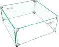 Fire Pit Wind Guard: 17.5" x 17.5" x 7" Square Fire Pit Glass Wind Guard by Pariplus