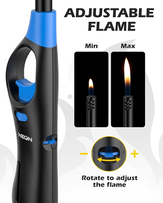 NEON Lighter, Refillable Butane Candle Lighter, 8 Pack Multi-Purpose Reusable - Image 5