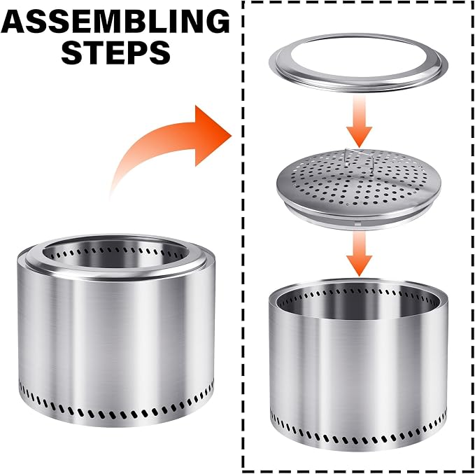 HGD 16 inch Smokeless Fire Pit for Outside, Stainless Steel Fire Pits, - Image 6