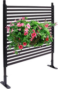 Outdoor Freestanding Privacy Screens, 35.4" W x 47" H Metal Slatted Decorative by WANLECY