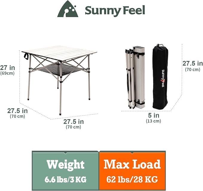 SUNNYFEEL Outdoor Folding Table | Lightweight Compact Aluminum Camping Table - Image 3
