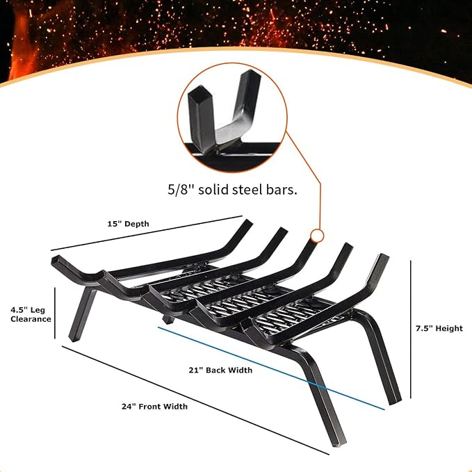 Heavy-Duty Steel Fireplace Grate - Image 4