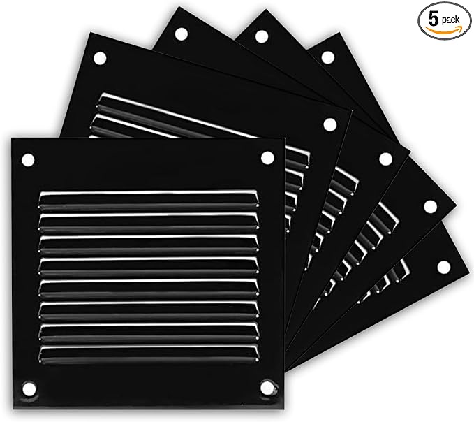 Repa Market 5-Pack 4x4 Inch Air Vent Cover/Black Galvanized Steel Louvered by RepaMarket