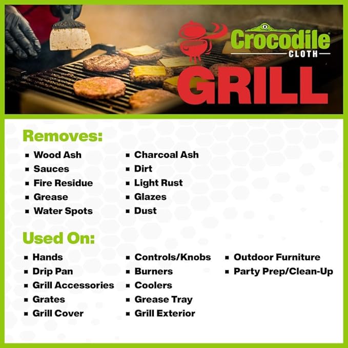 Crocodile Cloth Grill Wipes, Safe on Skin & Surfaces, Pre-Moistened - Image 5