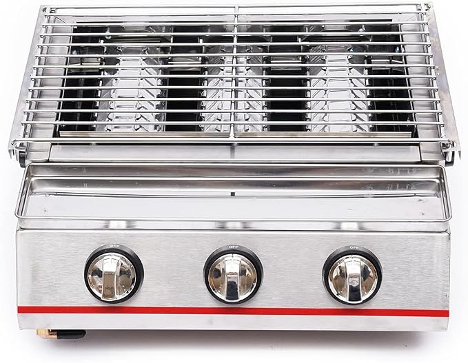 3-Burner Portable Gas Grill, Stainless Steel BBQ Gas Grill by Unknown