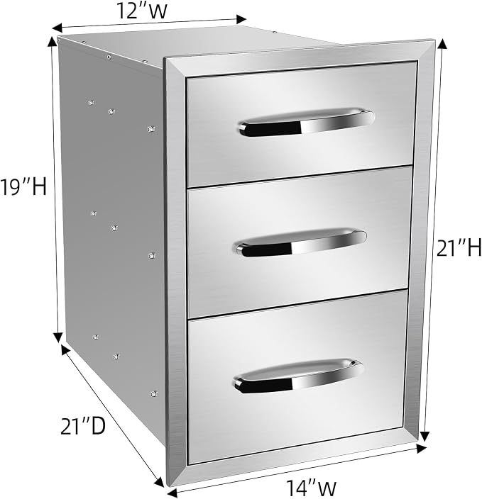 Outdoor Kitchen Drawers, Flush Mount Triple Access BBQ Drawers - Image 2