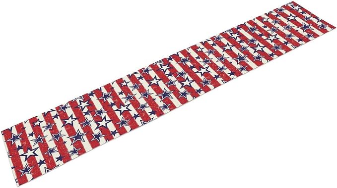4th of July Table Runner, Vintage American Independence Day Stripes and Stars - Image 8