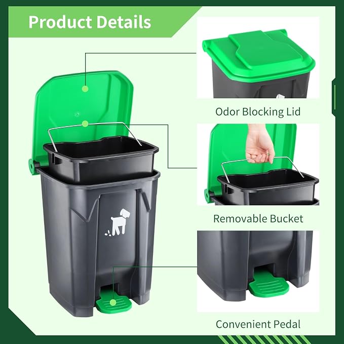 Dog Poop Trash Can Outside, 20L Pet Waste Container - Image 4