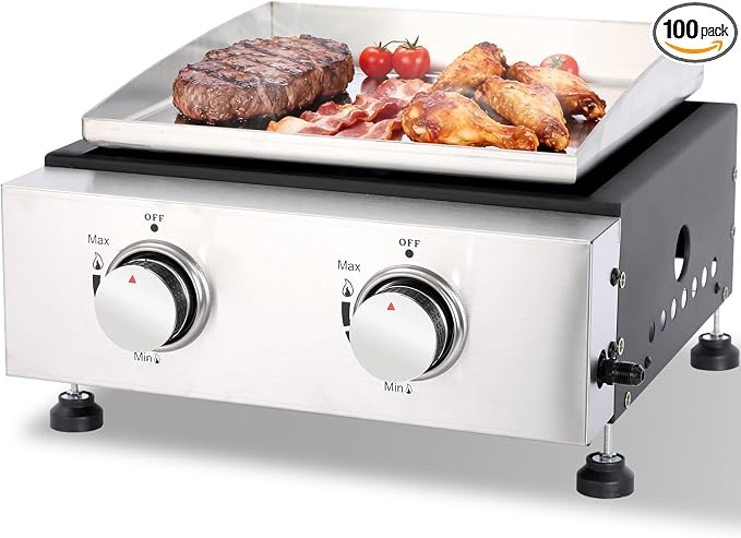 2-Burner Portable Tabletop Gas Griddle Grill by Unknown