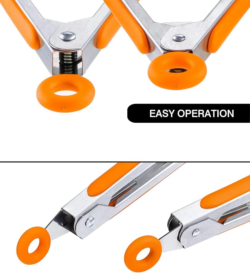BBQ Tongs with Silicone Tips, 7 Inch Stainless Steel, Set of 3