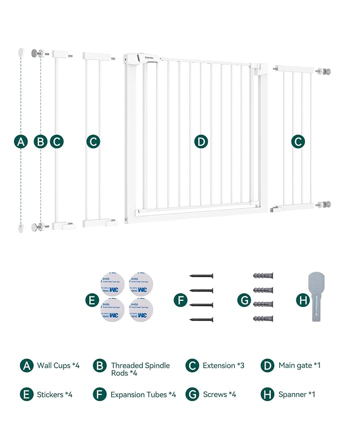 BABELIO 36-57" Extra Wide Baby/Chlid Gate, Auto Close Dog/Pet Barrier - Image 7