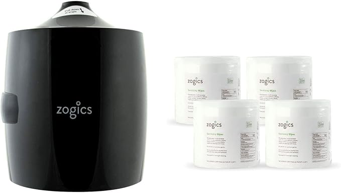 Zogics Sanitizing Wipes and Wall Mounted Dispenser – No-Touch Wipes Dispenser by Zogics