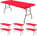 6 Pack Stretch Fabric Table Top Cap Cover, fits 6' Tables, Spandex Table Covers by REWOMC