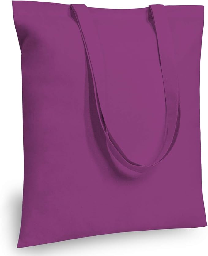 TOPDesign 24-Pack Economical 16"x15" Purple Cotton Tote Bag, Lightweight Medium by TOPDesign